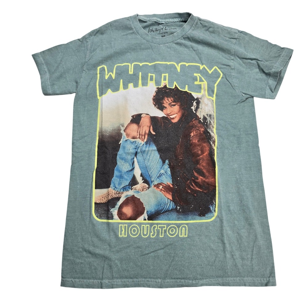 Whitney Houston Graphic T-Shirt Mens Small Teal Green Music Tee 2021